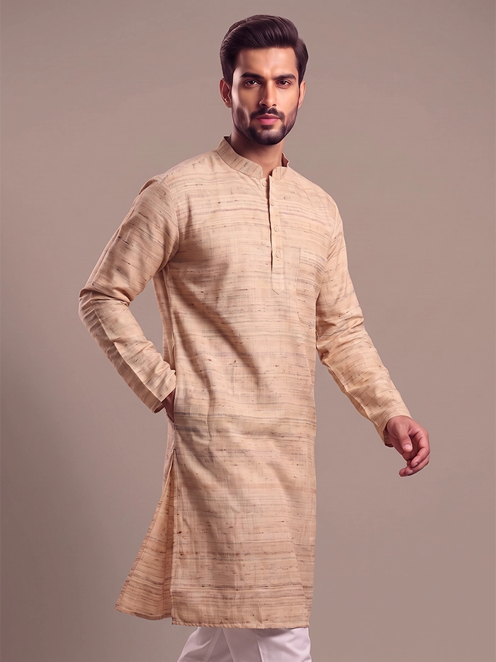 Medium Length Ketya Matka Silk Men Kurta