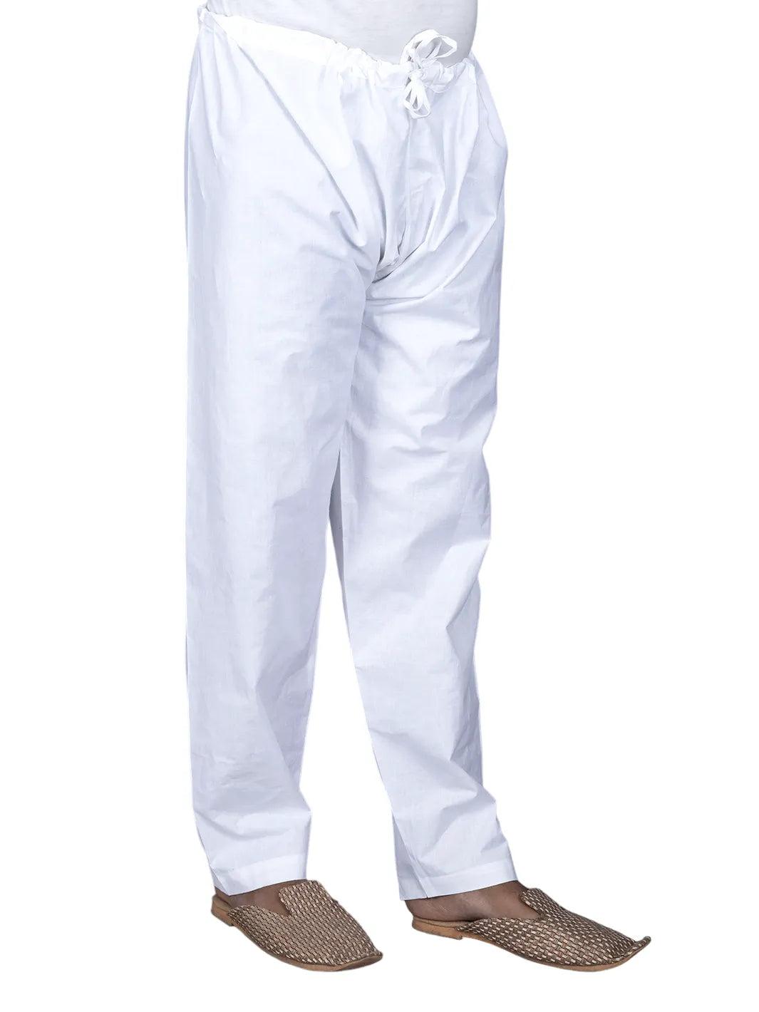 Men Solid Relaxed Fit Organic Cotton White Pajama