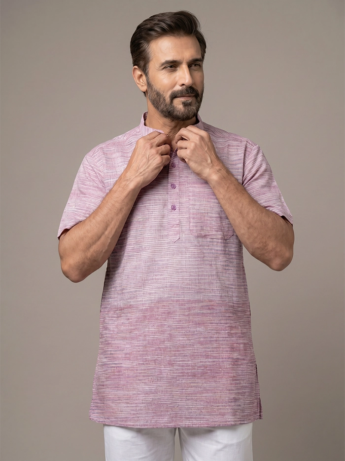 Multi Colour Springs Handwoven Cotton Men Kurta