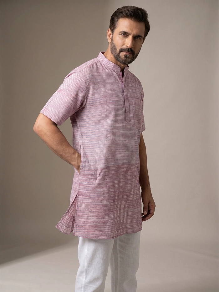 Multi Colour Springs Handwoven Cotton Men Kurta
