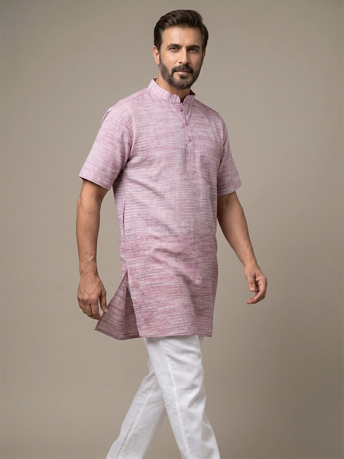Multi Colour Springs Handwoven Cotton Men Kurta