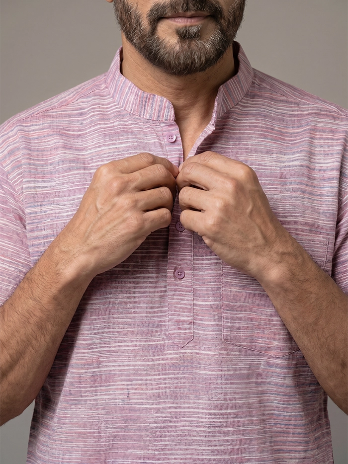 Multi Colour Springs Handwoven Cotton Men Kurta