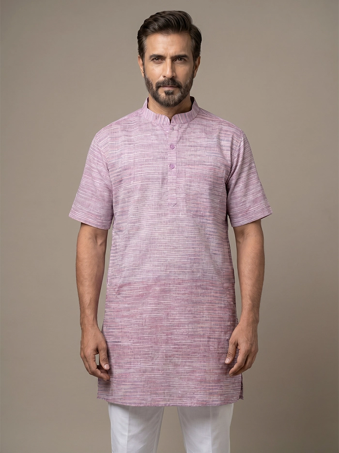 Multi Colour Springs Handwoven Cotton Men Kurta