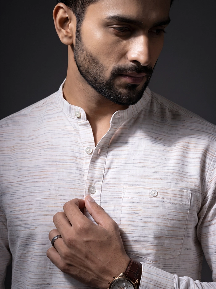 Off White Springs Organic Cotton Men Short Kurta