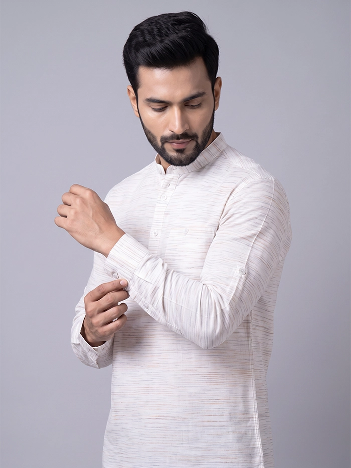 Off White Springs Organic Cotton Men Short Kurta