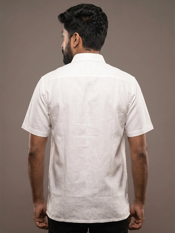 Organic Cotton White Formal Half Sleeves Men Shirt