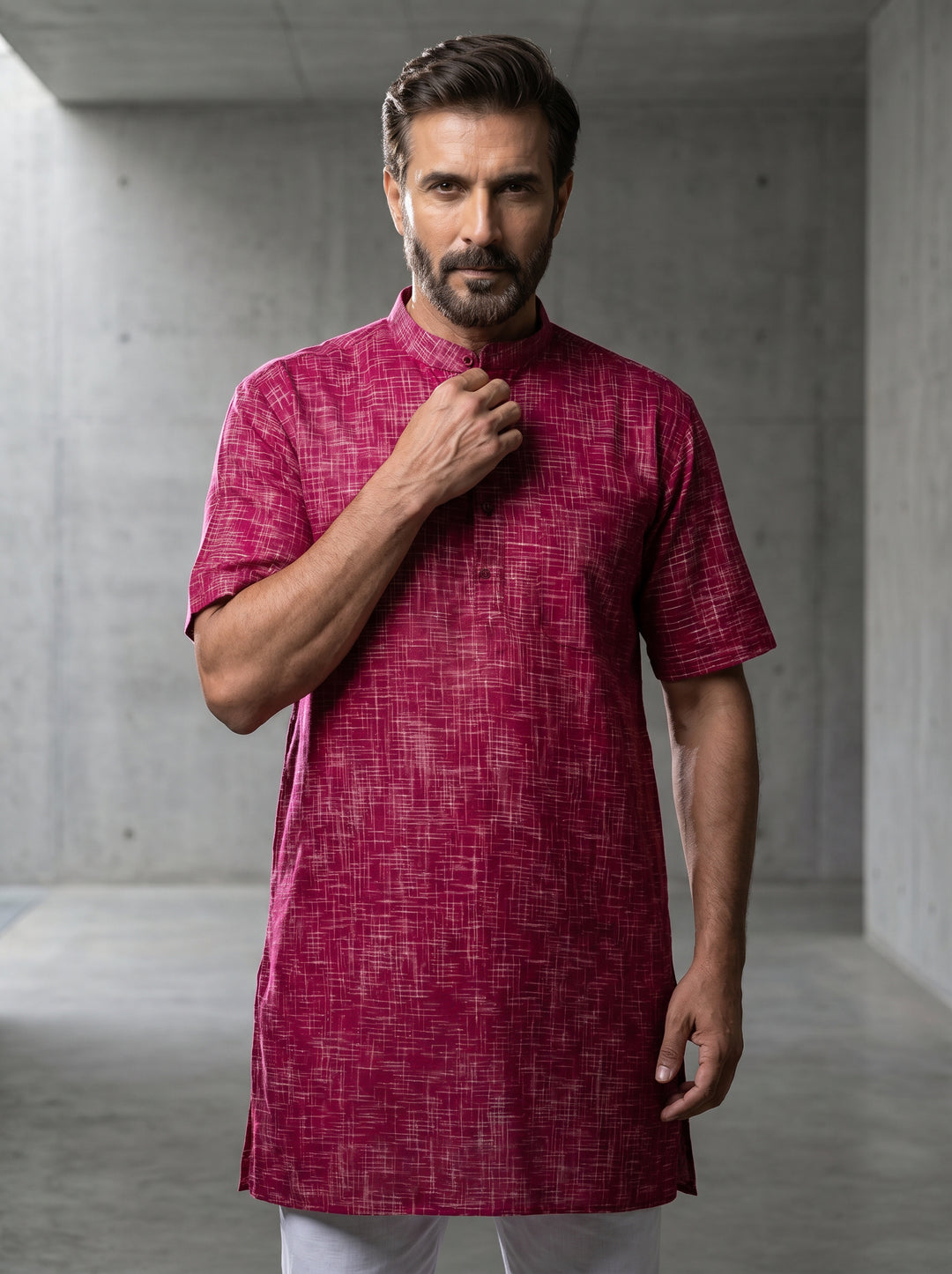 Maroon Springs Handwoven Organic Cotton Men Kurta