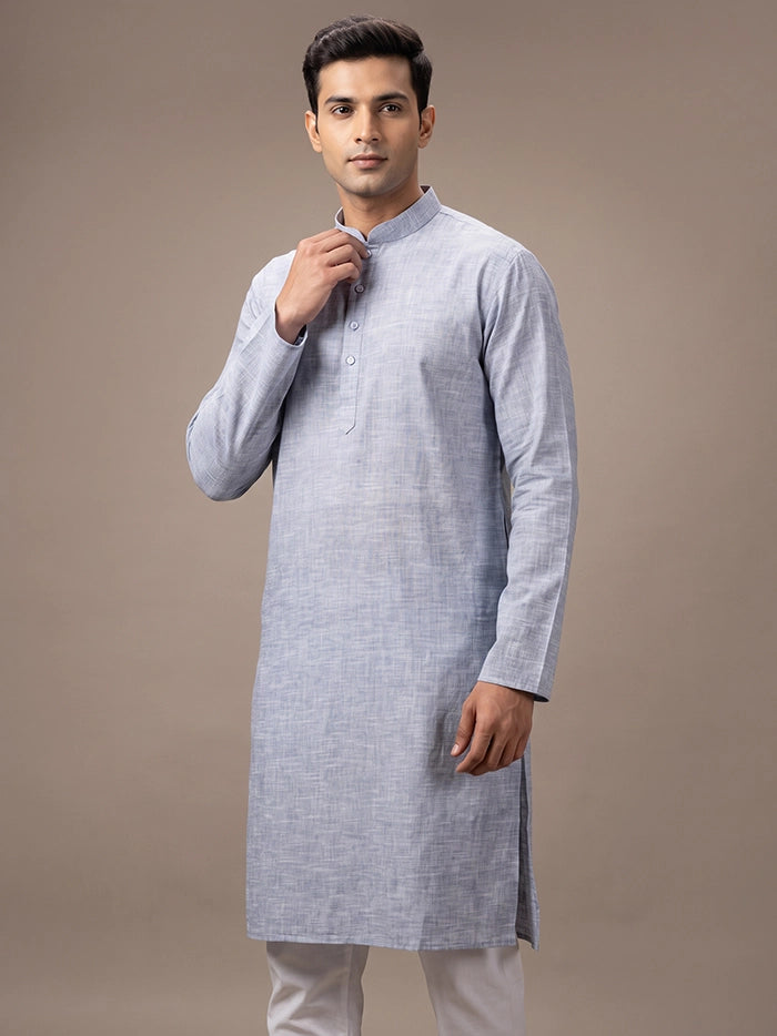 Periwinkle Springs Organic Cotton Full Sleeves Men Kurta
