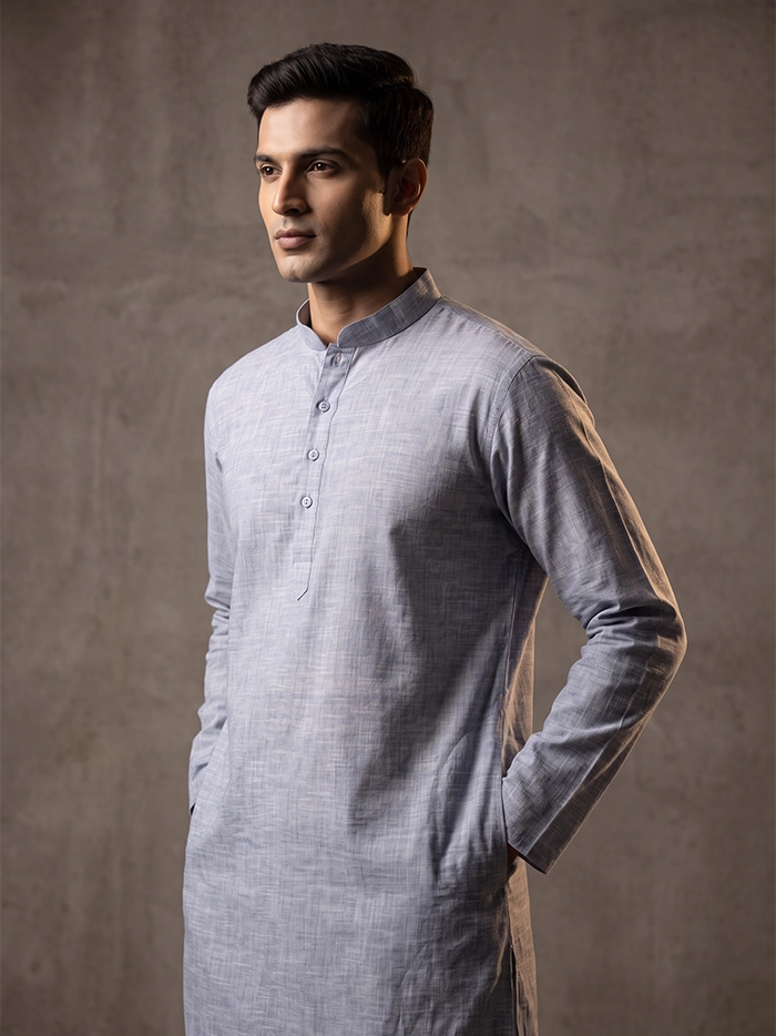 Periwinkle Springs Organic Cotton Full Sleeves Men Kurta