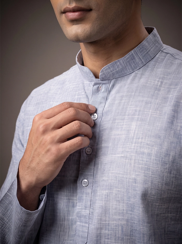 Periwinkle Springs Organic Cotton Full Sleeves Men Kurta