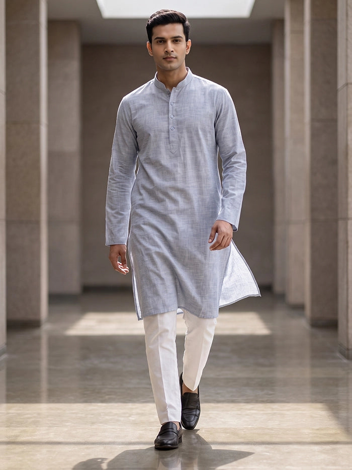Periwinkle Springs Organic Cotton Full Sleeves Men Kurta