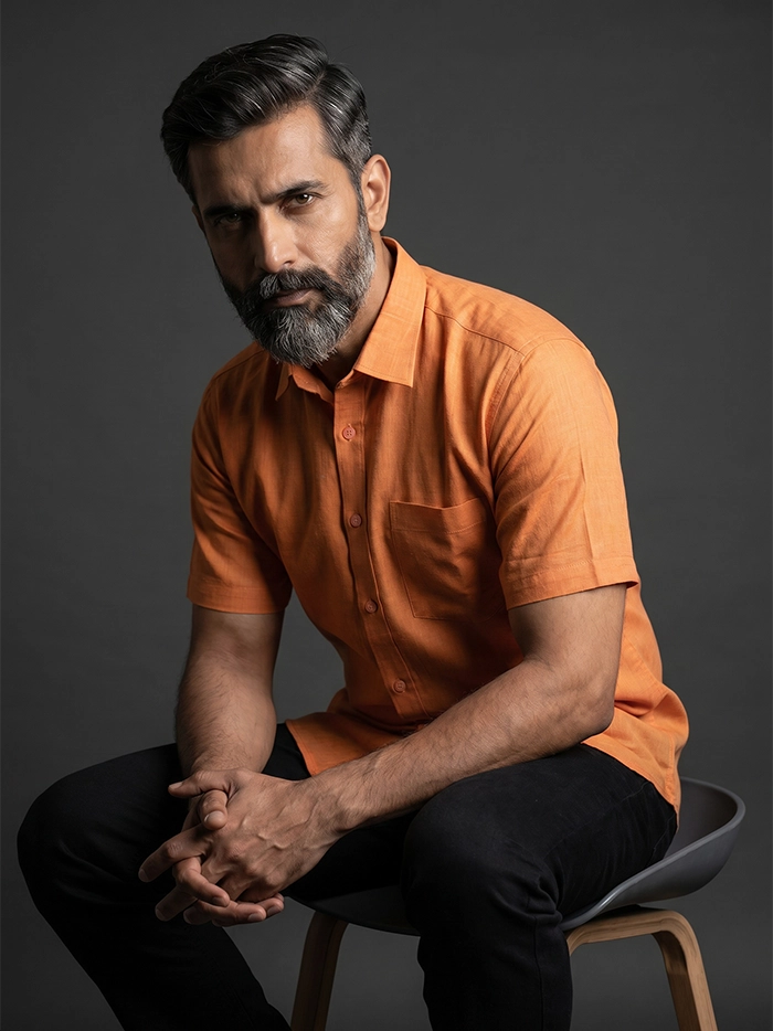 Persian Orange Handwoven Organic Cotton Men Shirt