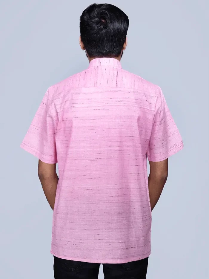 Pink Springs Handwoven Organic Cotton Men Shirt - WeaversIndia