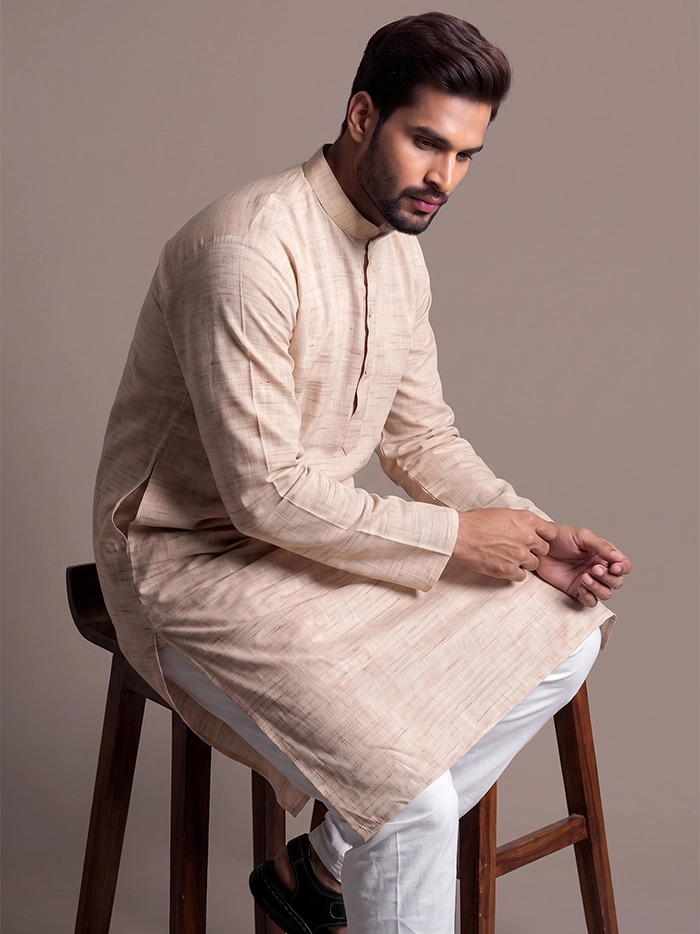Soft Sand Springs Handwoven Organic Cotton Men Kurta