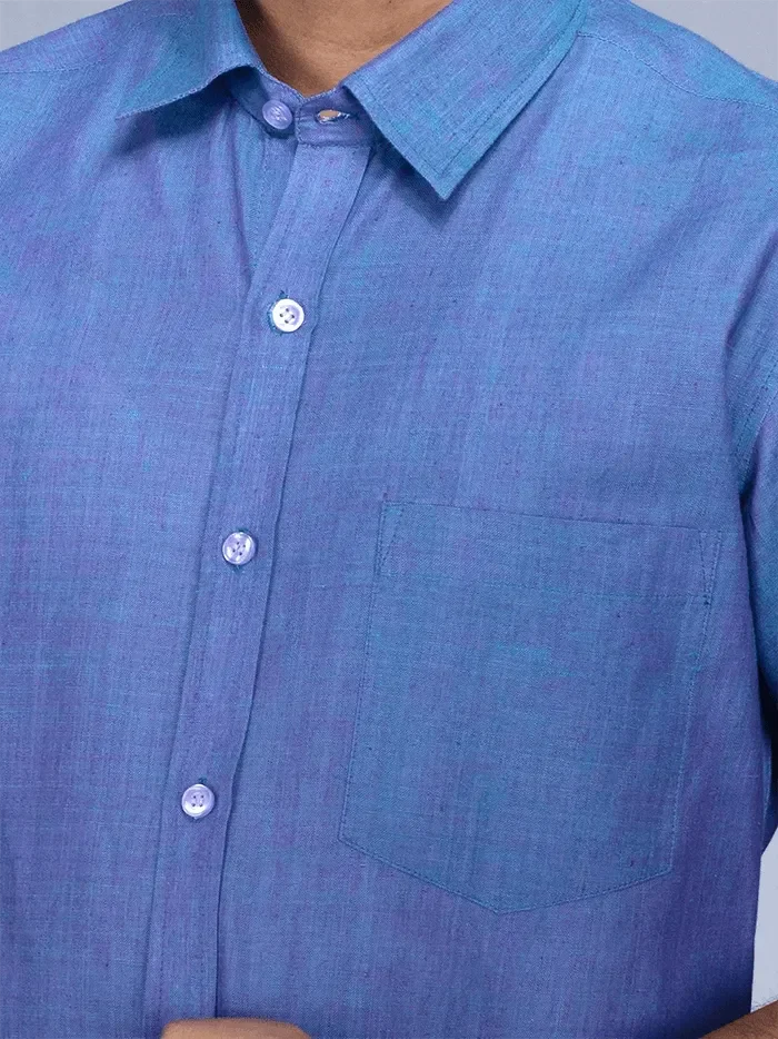 Dual Tone Handwoven Organic Cotton Formal Men Shirt - WeaversIndia