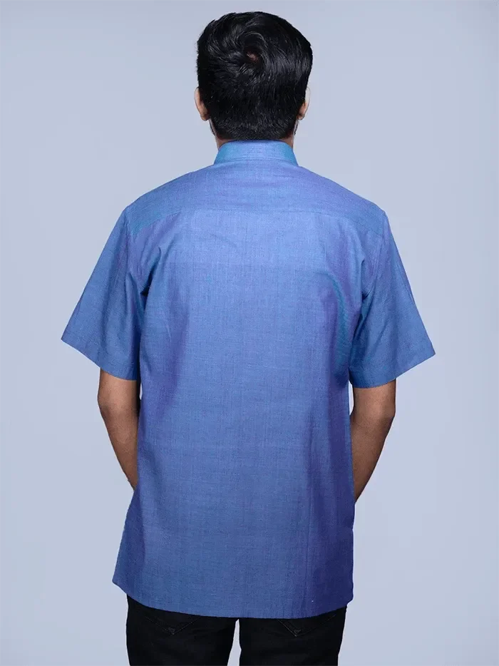 Dual Tone Handwoven Organic Cotton Formal Men Shirt - WeaversIndia