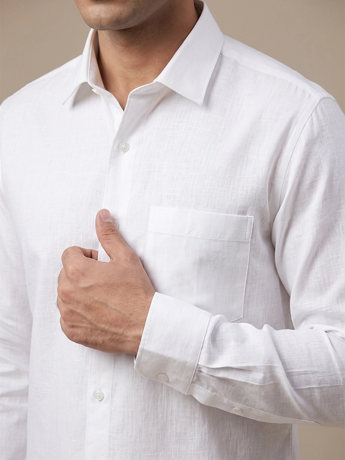 White Organic Cotton Formal Full Sleeves Men Shirt