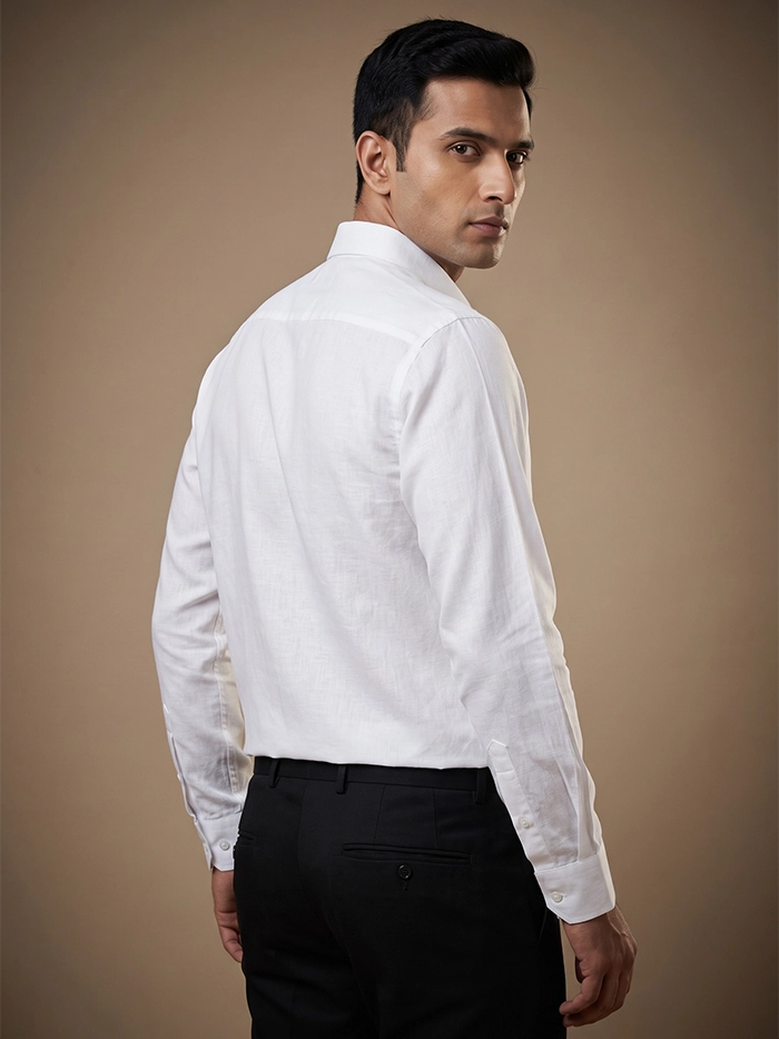 White Organic Cotton Formal Full Sleeves Men Shirt