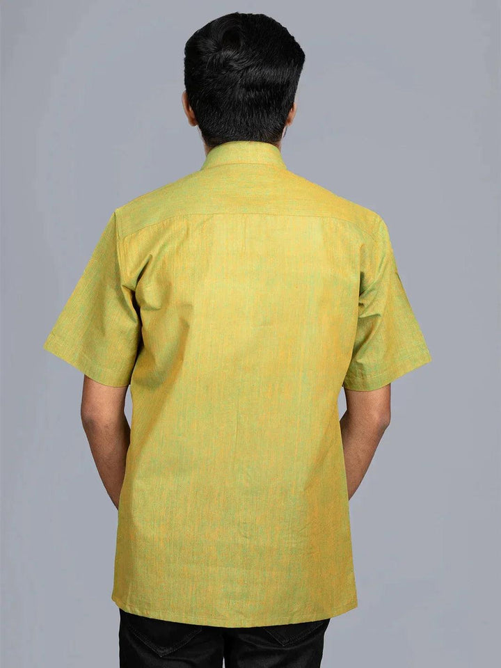Apple Green Handwoven Organic Cotton Formal Men Shirt - WeaversIndia
