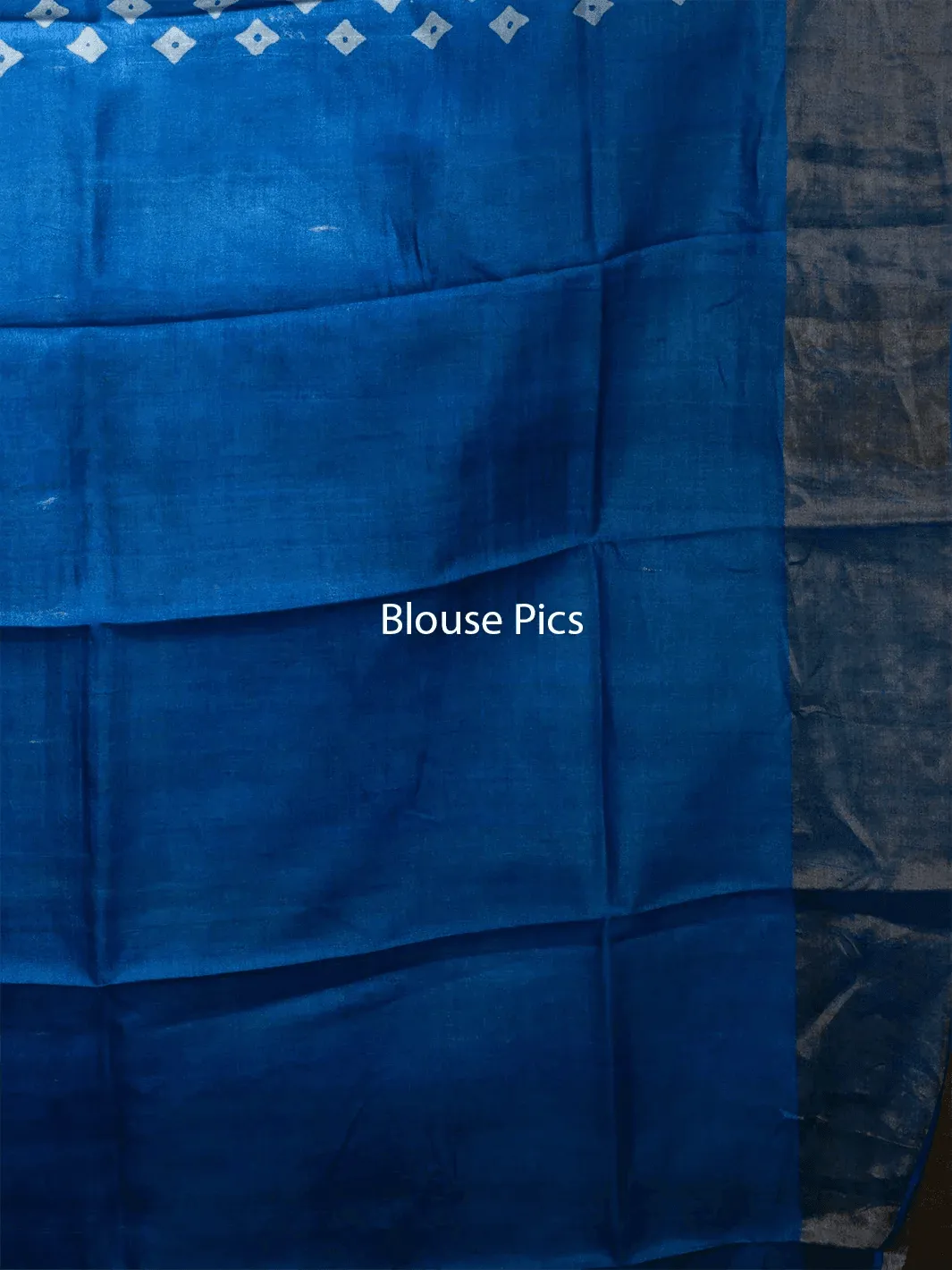 Azure Blue Allover Block Printed Tussar Silk Saree - WeaversIndia