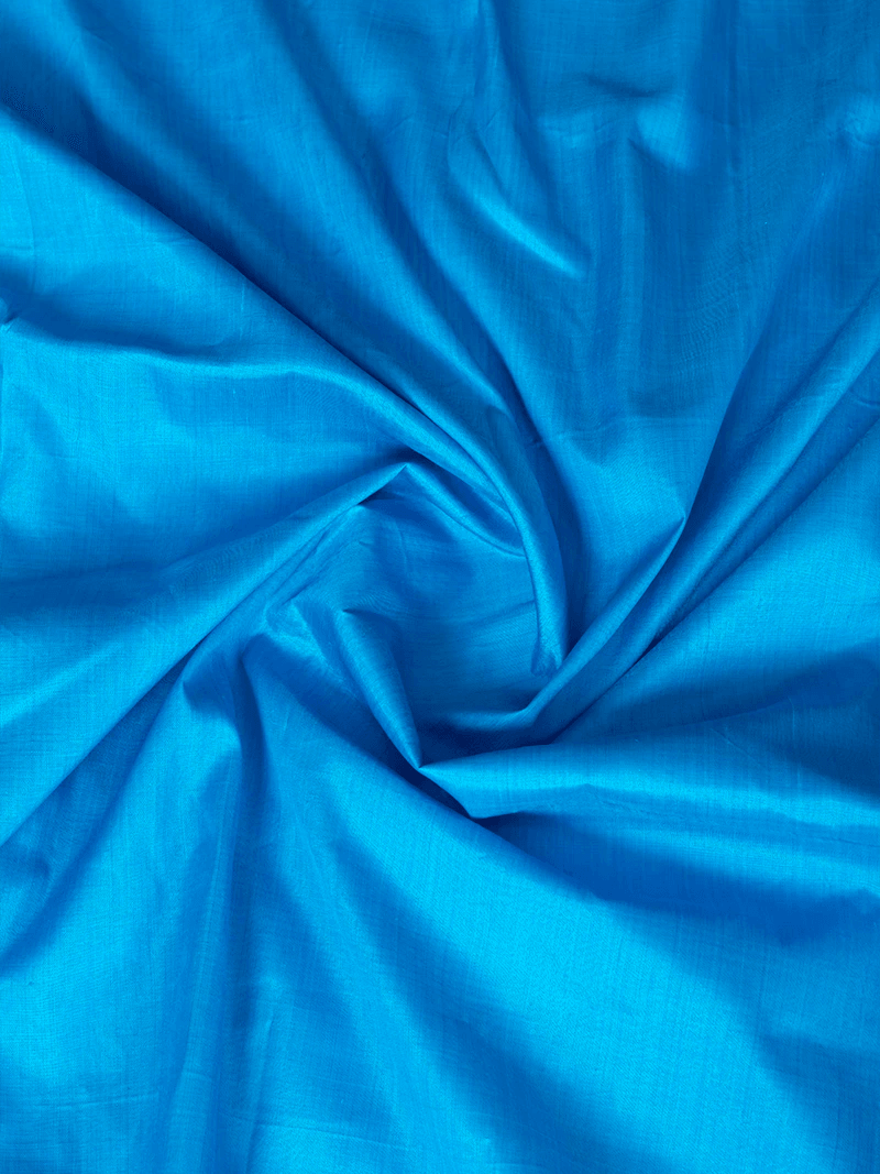 Azure Blue BIshnpuri Silk Fabric - WeaversIndia