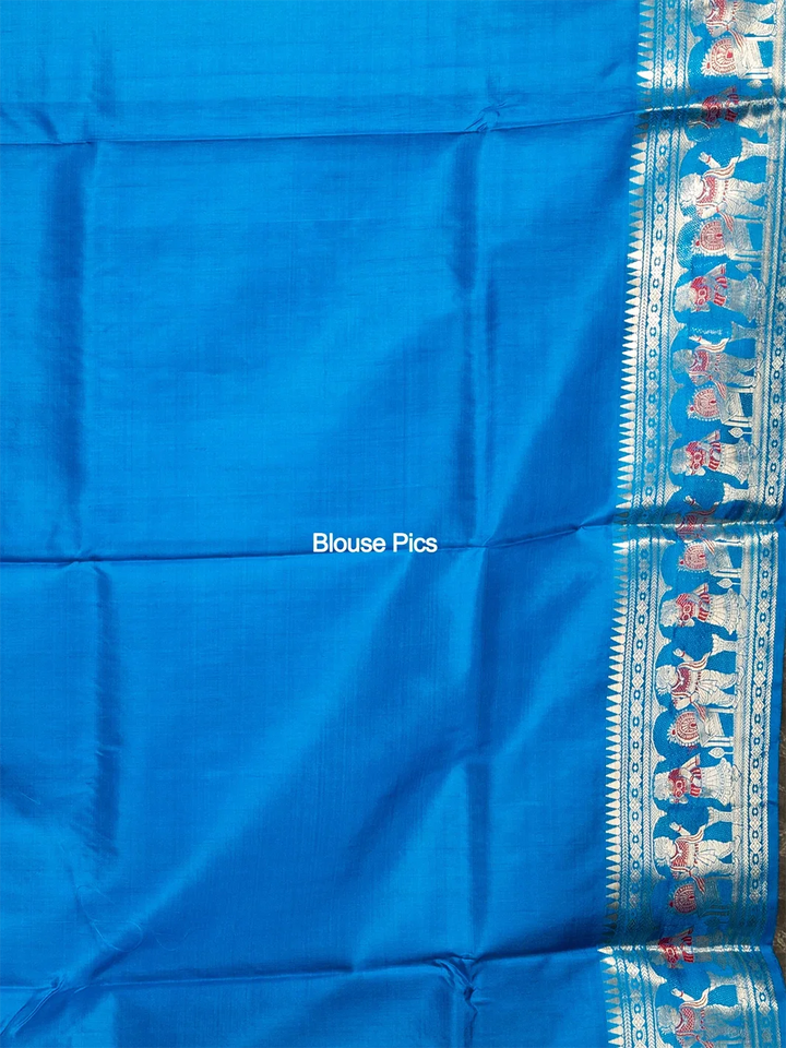 Azure Traditional Minakari Swarnachari Silk Saree - WeaversIndia