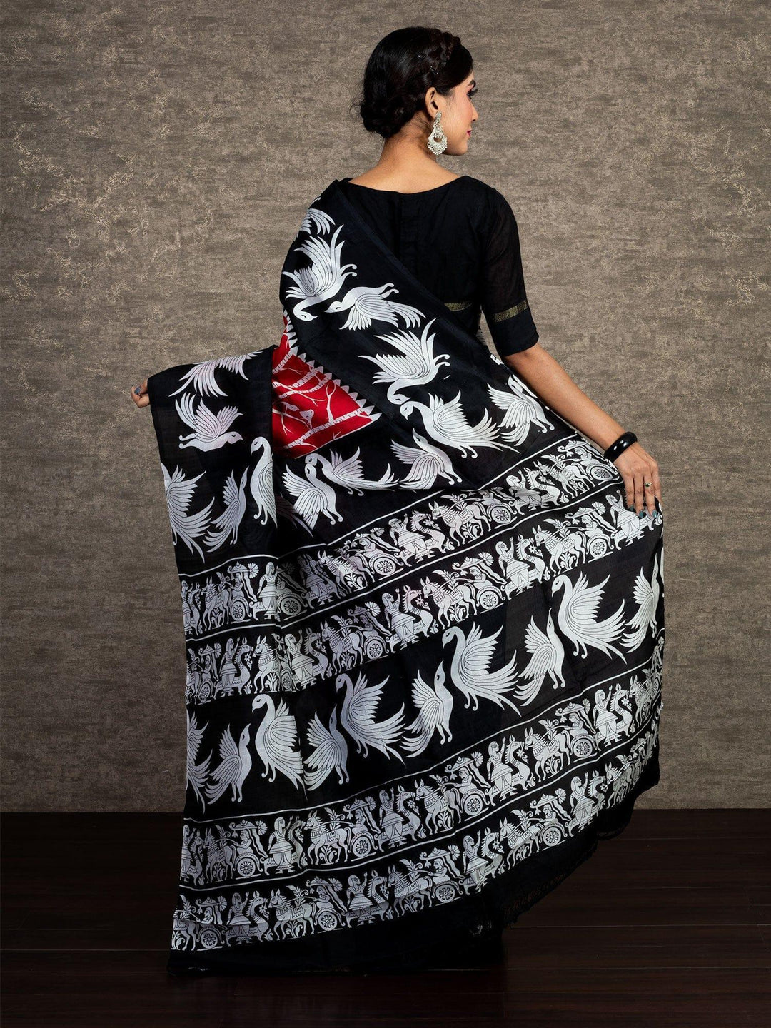 Beautiful Multi Color Allover Printed Silk Saree - WeaversIndia