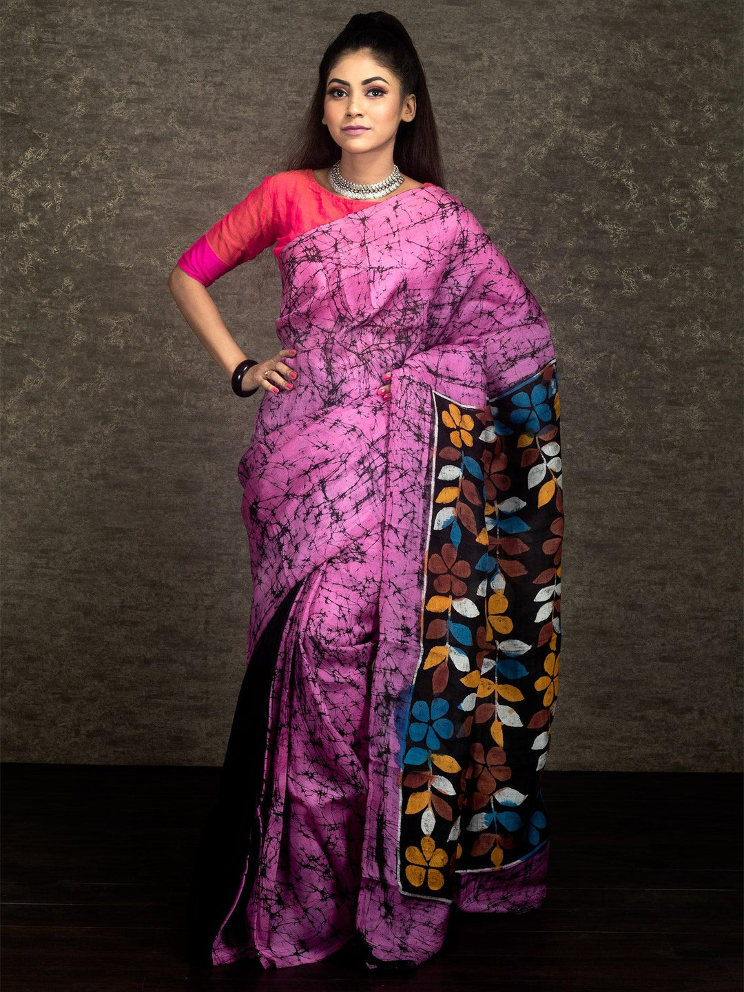 ETHNIC FUSION PRINTED BATIK INSPIRED SILK SAREE