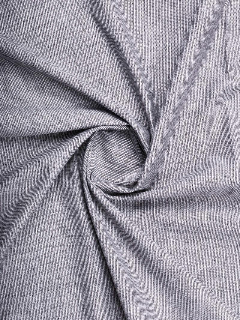 Black Grey Striped Handwoven Organic Cotton Fabric 44" Width - WeaversIndia