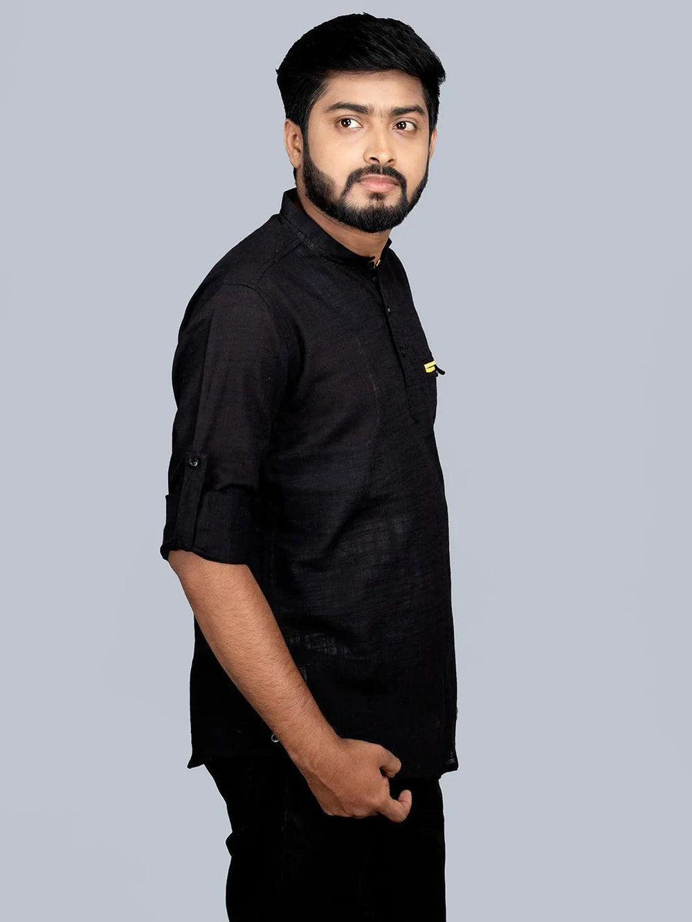 Cream Solid Handwoven Slab Cotton Men Kurta main image 0