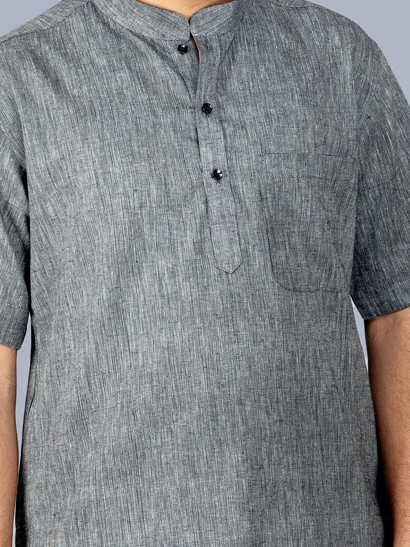 Brown Solid Handwoven Organic Cotton Men Kurta main image 1