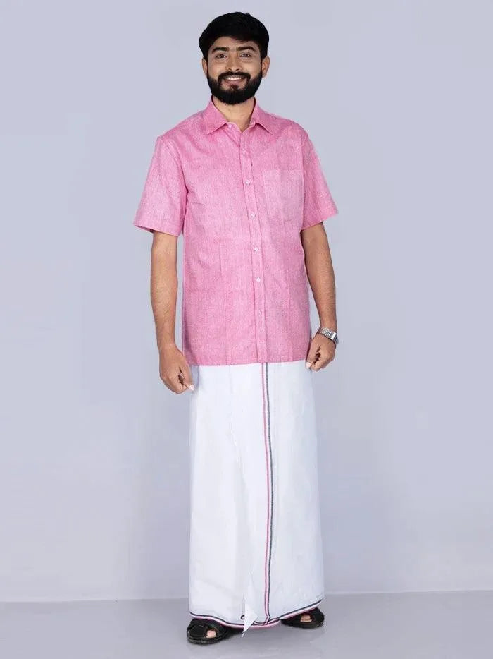 Black Red Line Border Handwoven Fine Muslin Dhoti 4.10 Meter - WeaversIndia