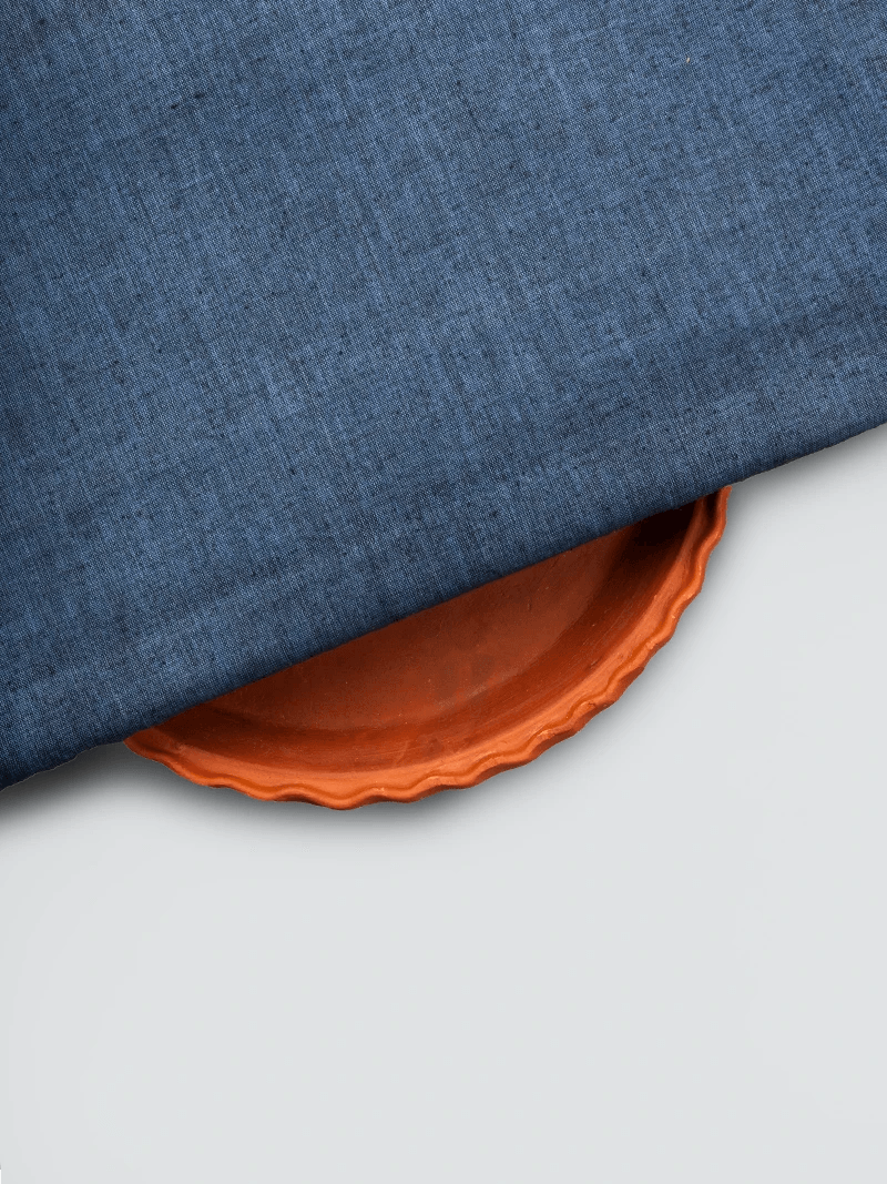 Blue Black Duel Tone Handwoven Organic Cotton Fabric 44 Inch Width - WeaversIndia