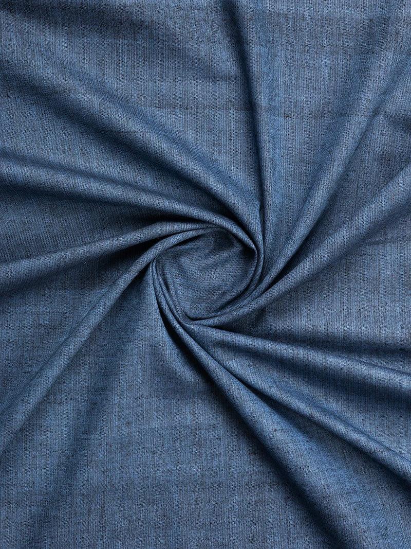 Blue Black Duel Tone Handwoven Organic Cotton Fabric 44 Inch Width - WeaversIndia