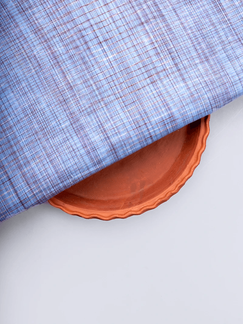 Blue Springs Handwoven Organic Cotton Fabric 44 Inch Width - WeaversIndia