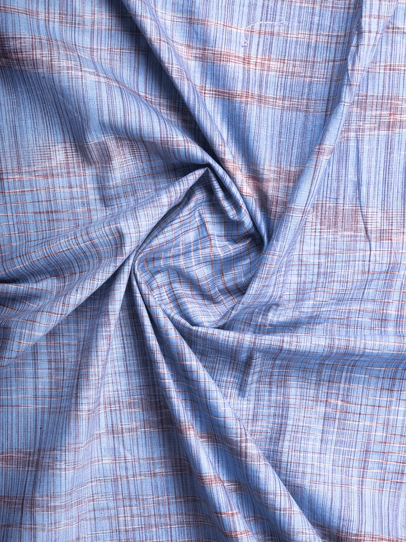Blue Springs Handwoven Organic Cotton Fabric 44 Inch Width - WeaversIndia