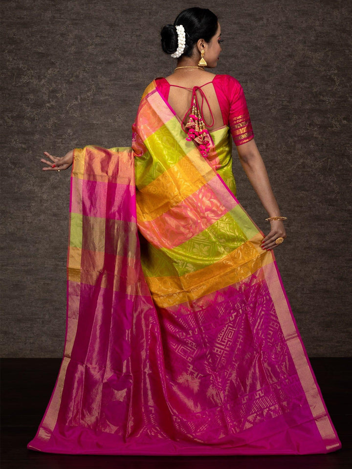 Bridal Multi Color Kanjivaram Silk Saree - WeaversIndia
