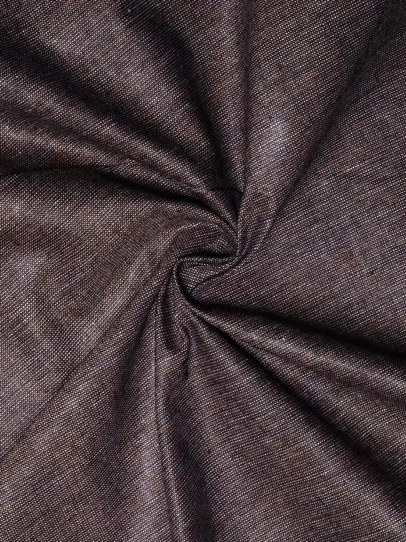 Brown Handwoven Organic Cotton Fabric 44 Inch Width - WeaversIndia