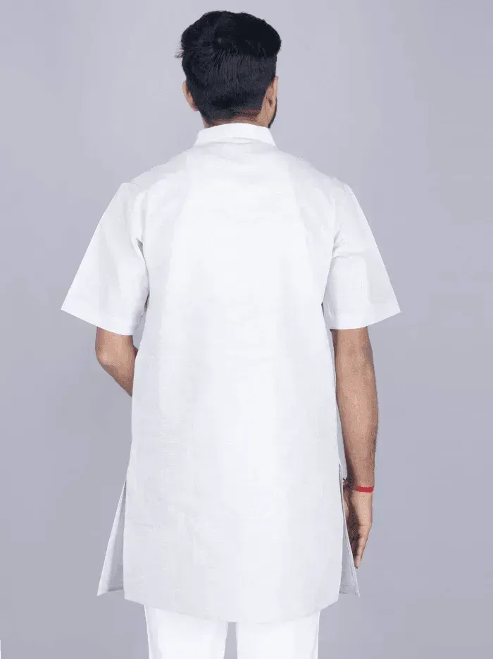Cadet Grey Springs Handwoven Organic Cotton Men Kurta - WeaversIndia