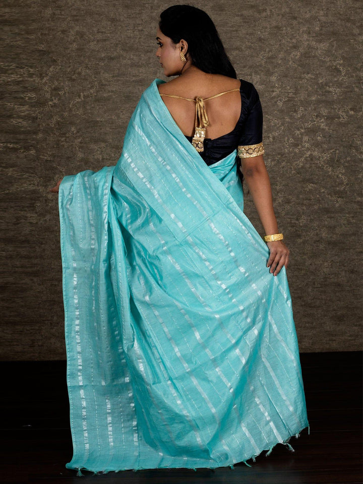 Cyan Woven Bhagal Puri Silk Saree - WeaversIndia
