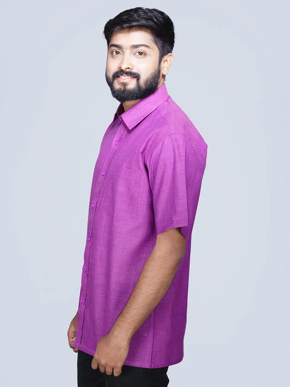 Dual Tone Handwoven Organic Cotton Formal Men Shirt - WeaversIndia