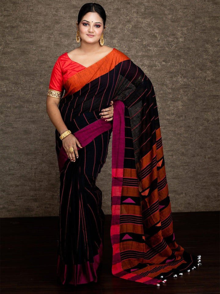 Elegant Black Allover Cotton Saree - WeaversIndia