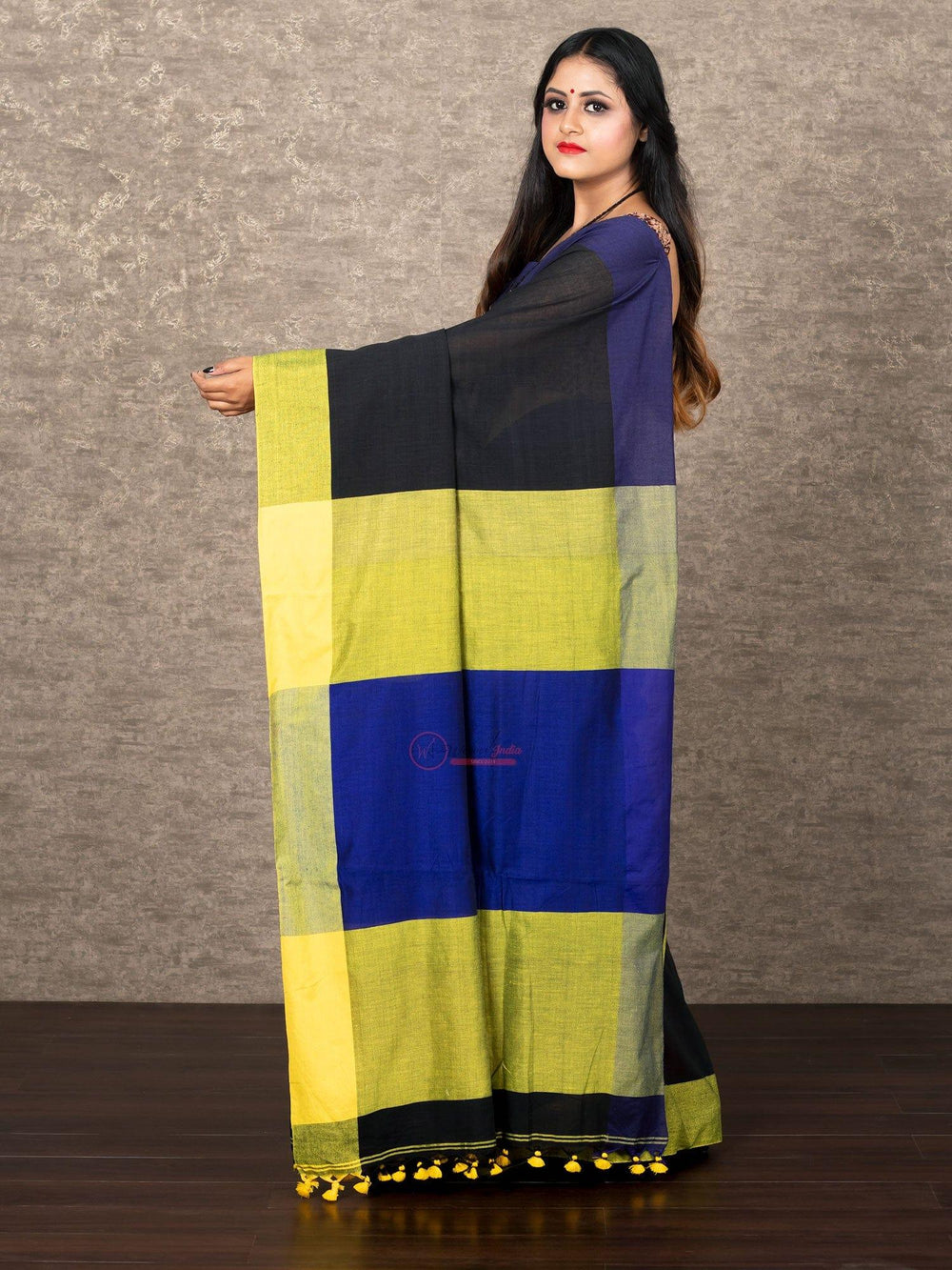 Elegant Black Par Anchal Cotton Saree - WeaversIndia