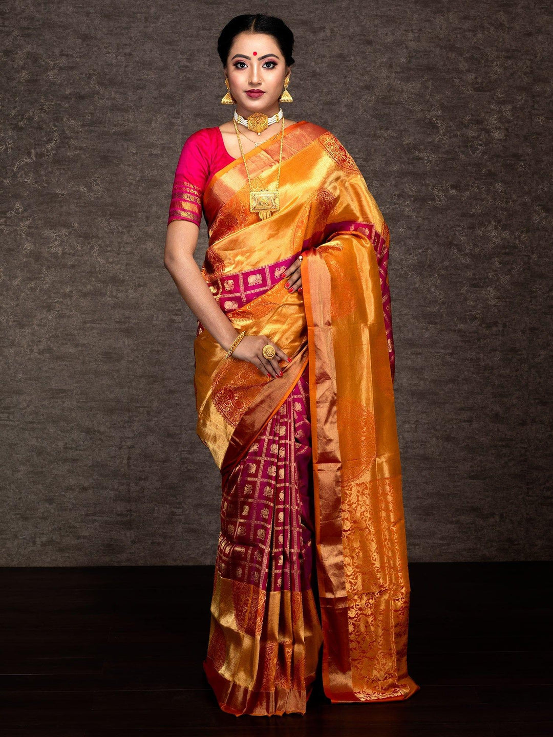 Elegant Fandango Allover Bridal Kanjivaram Silk Saree - WeaversIndia