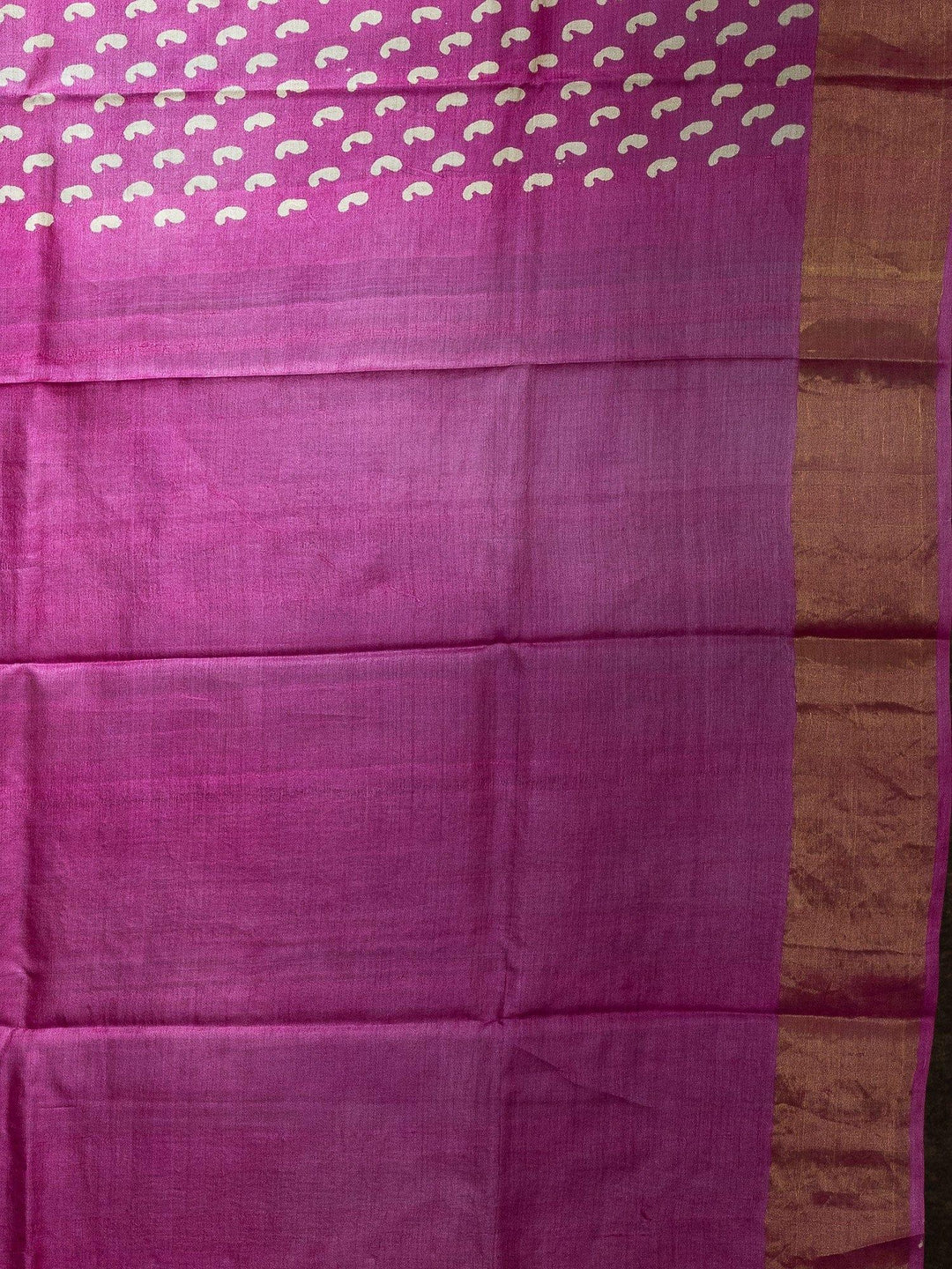 Elegant Frastbite Pink Allover Block Printed Tussar Silk Saree - WeaversIndia