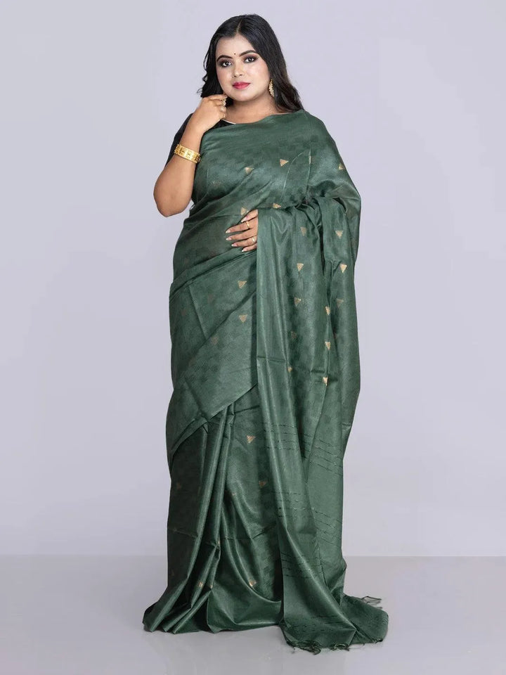 Elegant Green Woven BhagalPuri Silk Saree - WeaversIndia