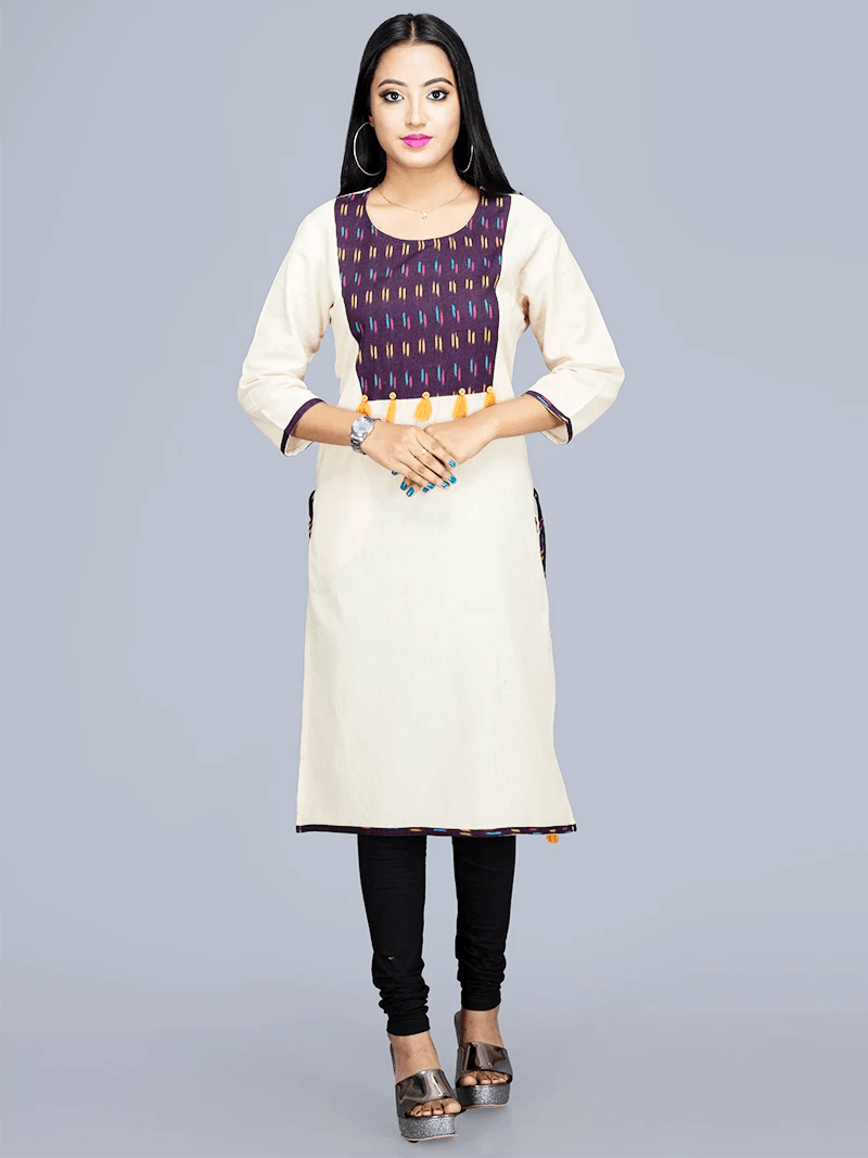 Elegant Handwoven Cotton Women Kurta - WeaversIndia