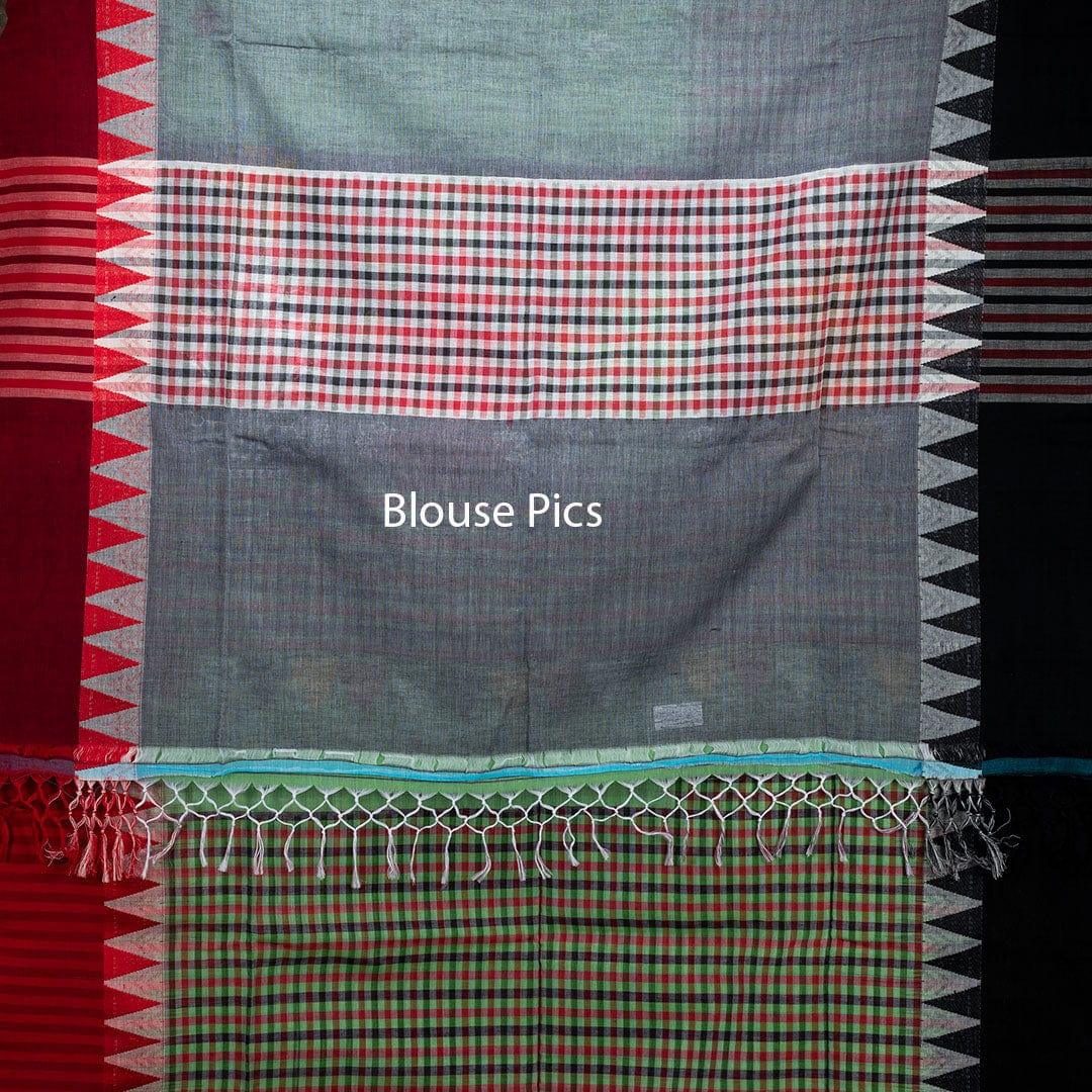 Elegant Light Green Half Half Handwoven Cotton Saree - WeaversIndia