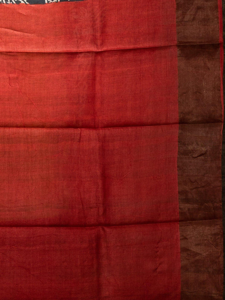Elegant Multi Color Allover Block Printed Tussar Silk Saree - WeaversIndia
