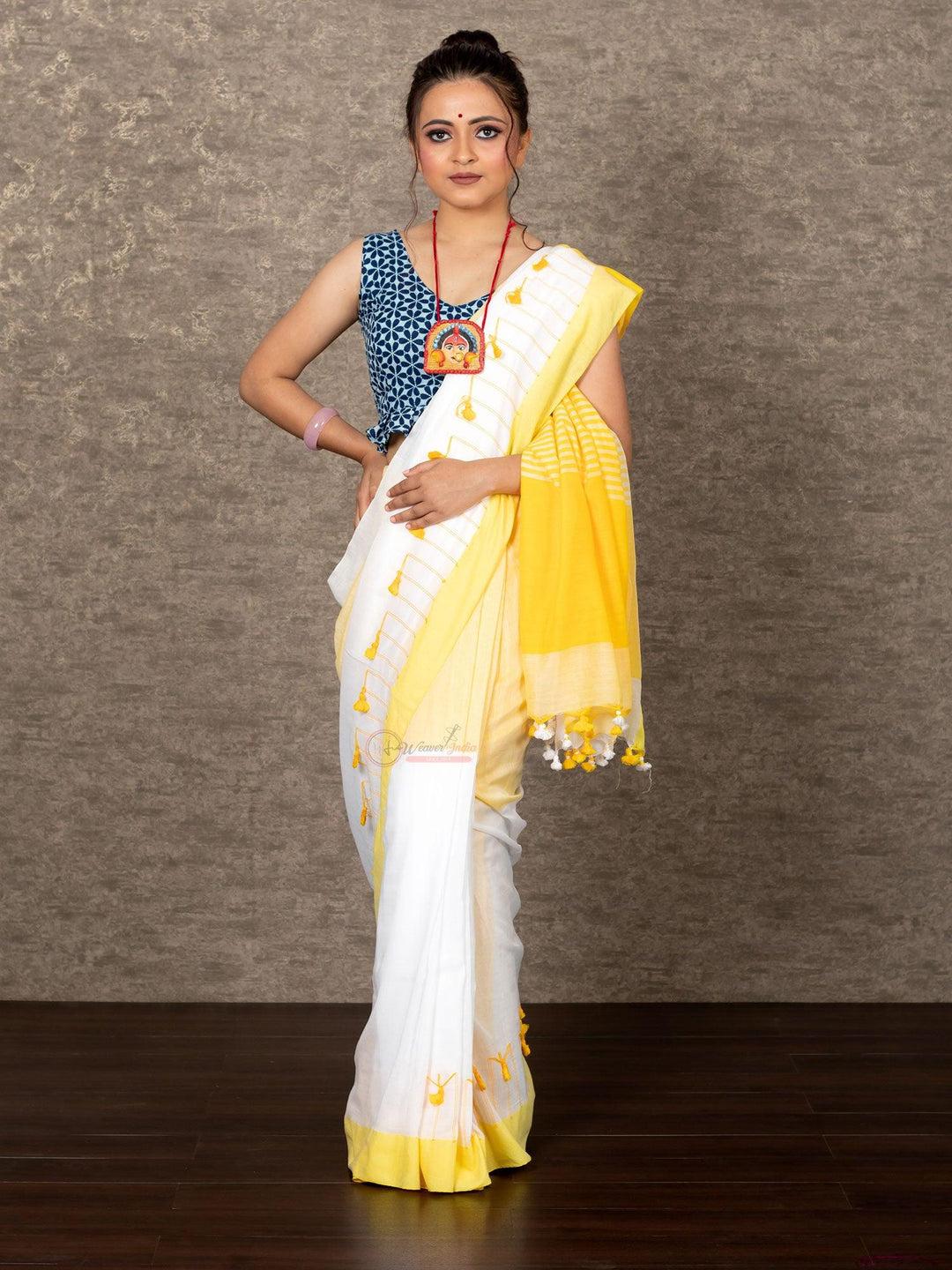 Elegant Multi Color Madhomani Half Half Cotton Saree - WeaversIndia